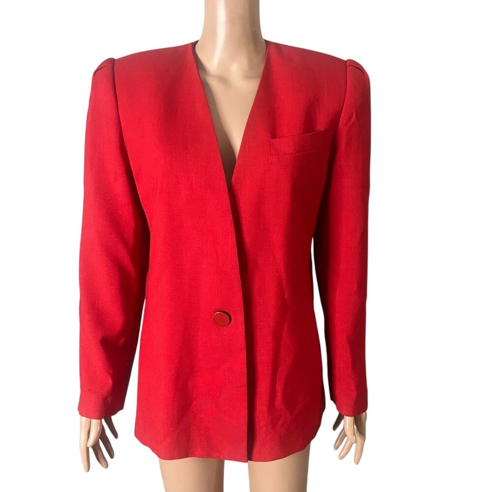 Kasper for A.S.L. Blazer Women's 10 Red Blazer One Button